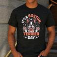 It’s A Boston Terrier Day Pet Cute Dog Lover Cartoon Men's Casual T-Shirt Dark Grey