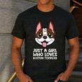Just a Girl Who Loves Boston Terriers Men's Casual T-Shirt Dark Grey