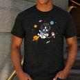 Kawaii Kids & Boys Astronaut Space Boston Terrier Dog Lover Men's Casual T-Shirt Dark Grey