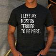 I Left My Boston Terrier To Be Here Men's Casual T-Shirt Dark Grey