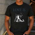 Love Is Boston Terrier Bostie Men's Casual T-Shirt Dark Grey