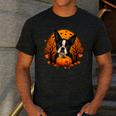 Pumpkin Boston Terrier Costume On Boston Terrier Halloween Men's Casual T-Shirt Dark Grey