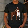 Red Boston Terrier Dog Men's Casual T-Shirt Dark Grey