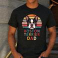 Retro Boston Terrier Dad Men's Casual T-Shirt Dark Grey