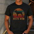Retro Boston Terrier Mom Dog Mother Pet Bostie Mama Men's Casual T-Shirt Dark Grey