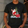 Santa Ugly Christmas Tree Lights Boston Terrier Dog Lover Men's Casual T-Shirt Dark Grey