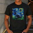 Scottish Terrier Starry Night Scotty Dog Art By Aja Men's Casual T-Shirt Dark Grey