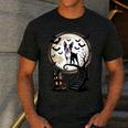 Spooky Halloween Moon Boston Terrier Boston Bull Bostie Men's Casual T-Shirt Dark Grey