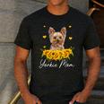 Sunflower Yorkie Mom Dog Lover Men's Casual T-Shirt Dark Grey