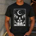 Tarot Card Vintage Crescent Moon Boston Terrier Dog Mom Men's Casual T-Shirt Dark Grey