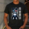 USA Flag Boston Terrier Best Dog Mom Ever 2025 Men's Casual T-Shirt Dark Grey