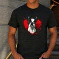 Valentine's Day Boston Terrier Dog Men's Casual T-Shirt Dark Grey
