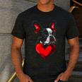 Valentine's Day Boston Terrier Dog Vector Men's Casual T-Shirt Dark Grey