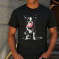 Vintage Boston Terrier Blowing Bubble Gum American Gentleman Men's Casual T-Shirt Dark Grey