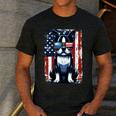 Vintage Boston Terrier Dog American USA US Flag Pets Lovers Men's Casual T-Shirt Dark Grey