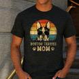 Vintage Boston Terrier Mom Dog Lovers Mother's Day Men's Casual T-Shirt Dark Grey