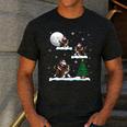 Xmas Lighting Tree Santa Riding Boston Terrier Christmas Men's Casual T-Shirt Dark Grey