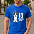 10 Years Old Birthday Boston Terrier Dog Lover 10th Party For Men Women Kids Men's Casual T-Shirt Royal Blue