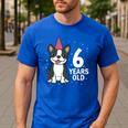 6 Years Old Birthday Boston Terrier Dog Lover 6th Party Kid Men's Casual T-Shirt Royal Blue