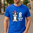 8 Years Old Birthday Boston Terrier Dog Lover 8th Party Kid Men's Casual T-Shirt Royal Blue