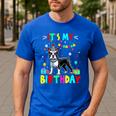 My Birthday Colorful Costume Boston Terrier Party Men's Casual T-Shirt Royal Blue