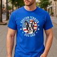 Boston Bull Terrier Men Boston Terrier Dog Dad Men's Casual T-Shirt Royal Blue