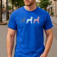 Boston Terrier 4th Of July Dog Patriotic USA Flag Man Woman Men's Casual T-Shirt Royal Blue
