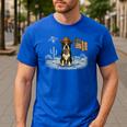 Boston Terrier 4th Of July US American Flag Dog Patriotic Men's Casual T-Shirt Royal Blue