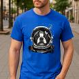 Boston Terrier Astronaut Shirt Spaceman Dog Space Lover Men's Casual T-Shirt Royal Blue
