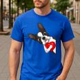 Boston Terrier Bostie Dog Kids Women Girls Men's Casual T-Shirt Royal Blue