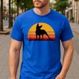 Boston Terrier Bostie Sunset Retro Dog Pet Mom Dad Men's Casual T-Shirt Royal Blue
