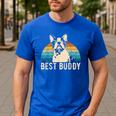 Boston Terrier Boston-Bulldog Men's Casual T-Shirt Royal Blue