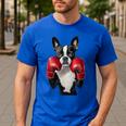 Boston Terrier Boxing Men's Casual T-Shirt Royal Blue