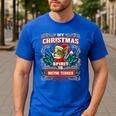 Boston Terrier My Christmas Spirit Dog Santa Claus X-Mas Men's Casual T-Shirt Royal Blue