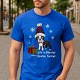 Boston Terrier Christmas T Shirt-Life Is Merrier Premium Tri-Blend Men's Casual T-Shirt Royal Blue