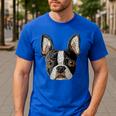 Boston Terrier Cute Puppy Face Dog Lover Pet Owner Men's Casual T-Shirt Royal Blue
