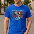Boston Terrier Dad Dog Lovers American Flag 4th Of July For Women Men Men's Casual T-Shirt Royal Blue