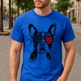 Boston Terrier Dog 4th July America USA Flag Men Women Kids Men's Casual T-Shirt Royal Blue