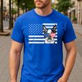 Boston Terrier Dog 4th Of July US American Flag Patriotic Men's Casual T-Shirt Royal Blue