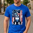 Boston Terrier Dog American USA US Flag Pets Vintage Outfit Men's Casual T-Shirt Royal Blue