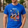 Boston Terrier Dog Christmas Happy Hallothankmas Halloween For Men Women Kids Men's Casual T-Shirt Royal Blue