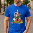 Boston Terrier Dog Christmas Tree Lights Xmas Pajama For Men Women Kids Men's Casual T-Shirt Royal Blue