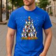 Boston Terrier Dog Christmas Tree Santa Hat Xmas Pajama Men Women Kids Men's Casual T-Shirt Royal Blue
