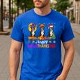 Boston Terrier Dog Halloween Christmas Hallothanksmas Men Women Kids Men's Casual T-Shirt Royal Blue