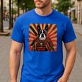 Boston Terrier Dog Japanese Art Samurai Ukiyo-e Men's Casual T-Shirt Royal Blue