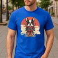Boston Terrier Dog Japanese Style Samurai Dogs Men's Casual T-Shirt Royal Blue
