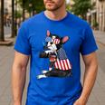 Boston Terrier Dog Merica 4th Of July Usa American Flag Men Men's Casual T-Shirt Royal Blue