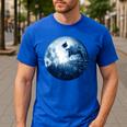 Boston Terrier Dog Moon Dog Mom Dad Women Men Dog Lovers Men's Casual T-Shirt Royal Blue