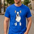 Boston Terrier Dog Motif Pet Art Boston Terrier For Men Women Kids Men's Casual T-Shirt Royal Blue