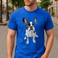 Boston Terrier Dog Motif Pet Art Boston Terrier Men Women Kids Men's Casual T-Shirt Royal Blue